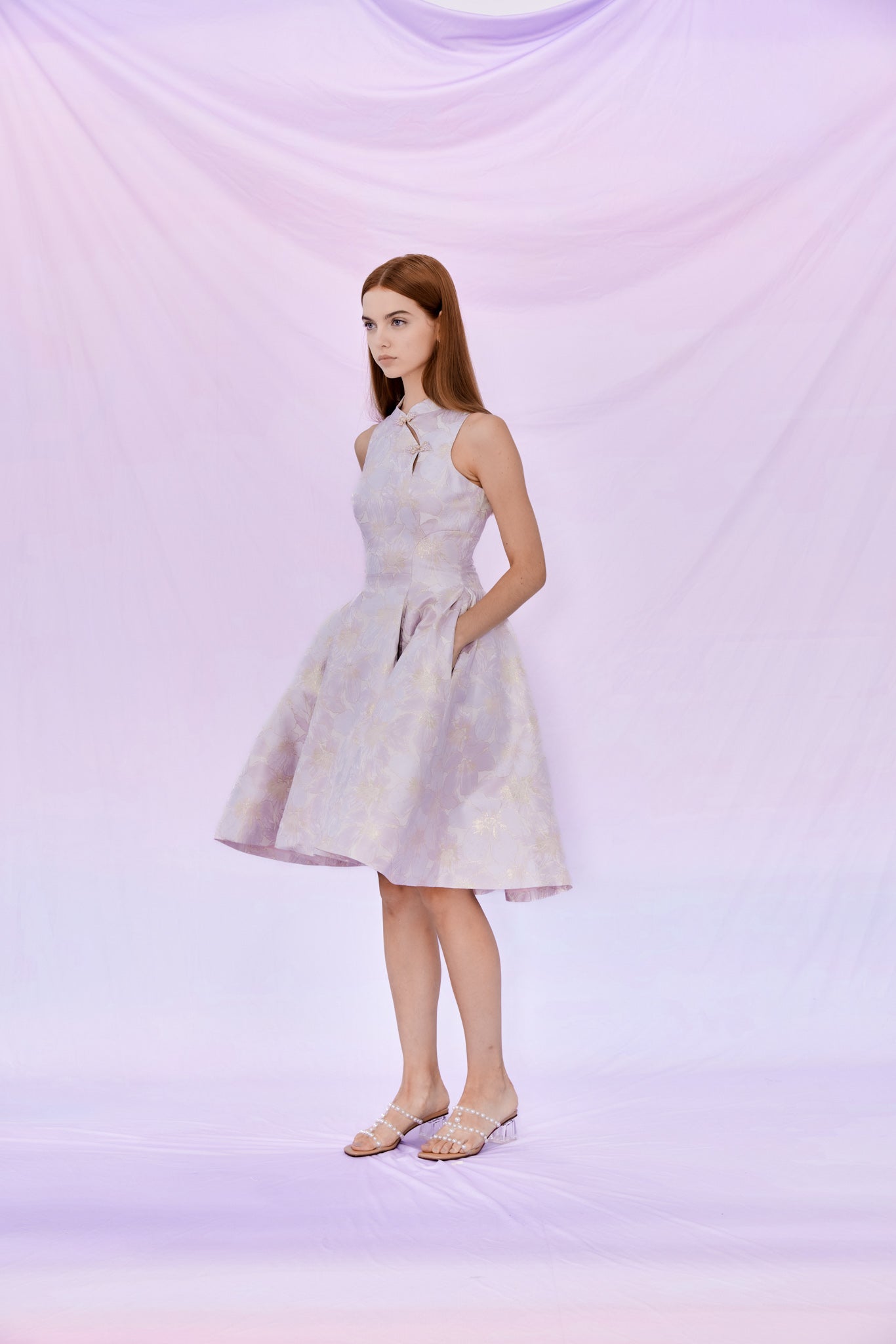 Elizea Mandarin Collared Floral Dress