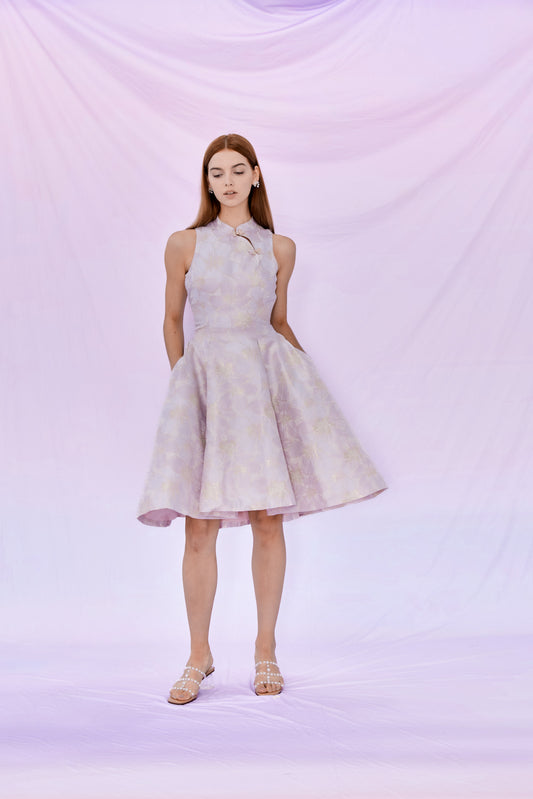 Elizea Mandarin Collared Floral Dress