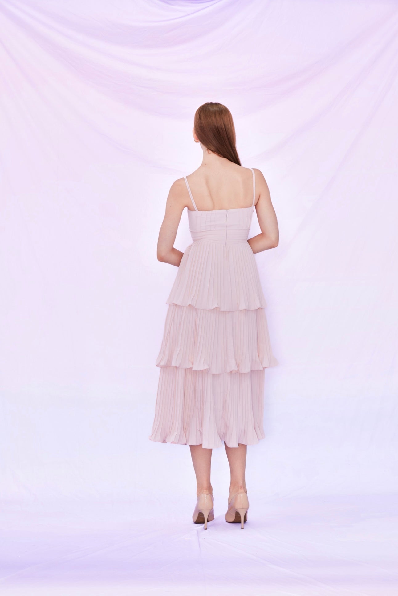 Fay Pink Pleated Tier Dress