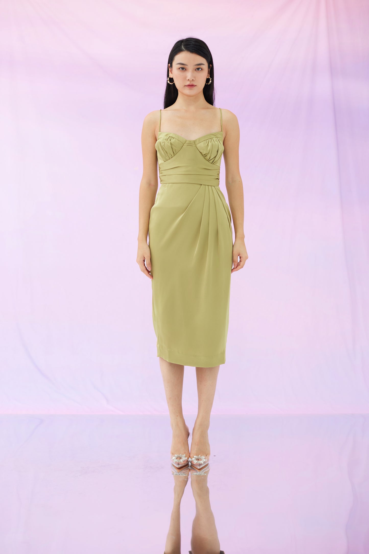 Georgina Olive Green Long Dress