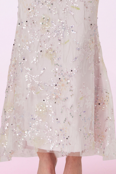 Gaenna Pink Floral Sequins Tube Dress