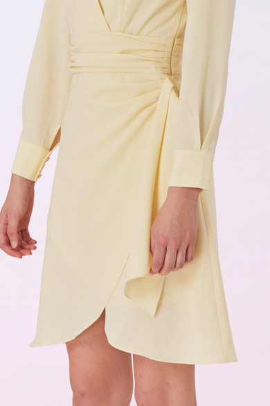 Gambhira Yellow Wrap Long Sleeve Dress