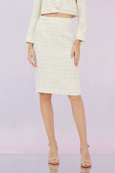 Gracielle Mint White Tweed Skirt