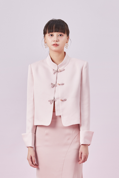 Genelle Pink Mandarin Collar Top