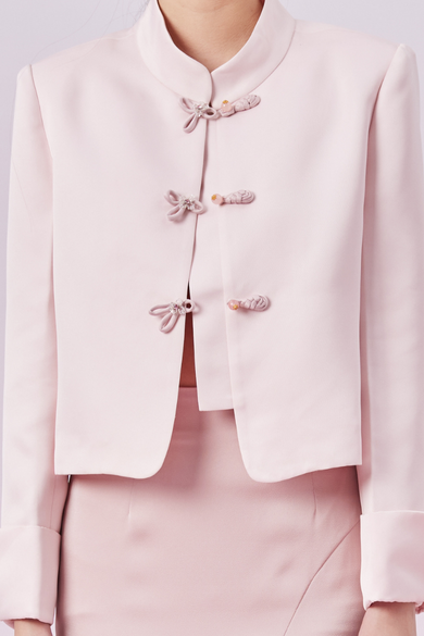 Genelle Pink Mandarin Collar Top