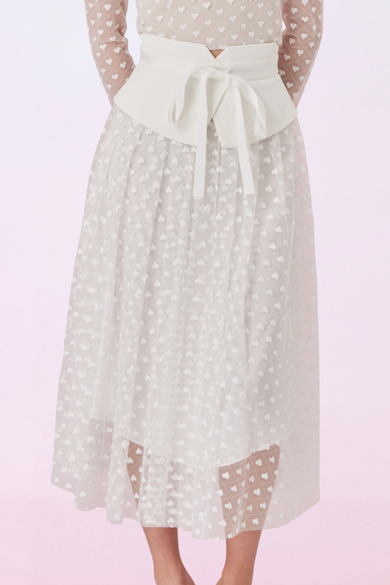 Ginnie White Heart Lace Long Skirt