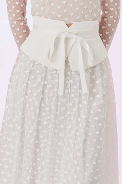 Ginnie White Heart Lace Long Skirt