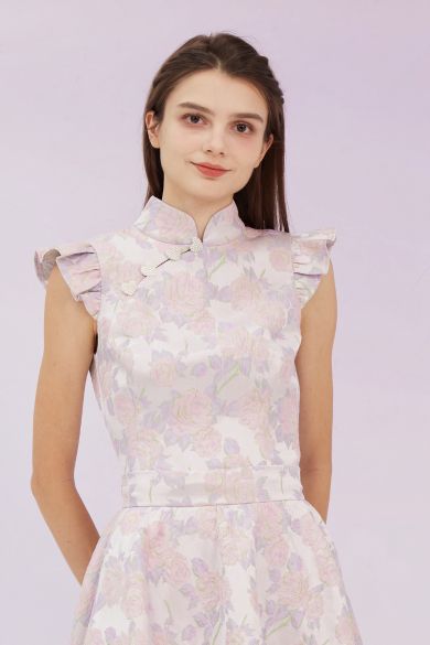 Gwenith Purple Mandarin Collar Top - Nimisski