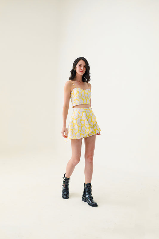 Eryn Yellow Brocade Skirt