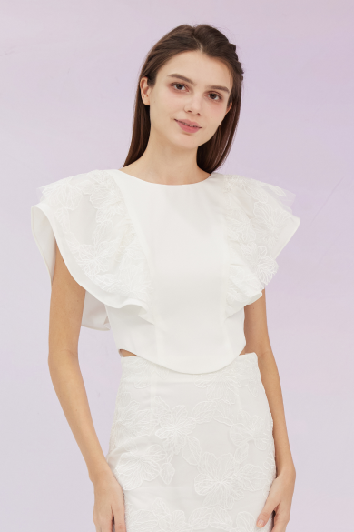 Ancelote White Ruffle Top