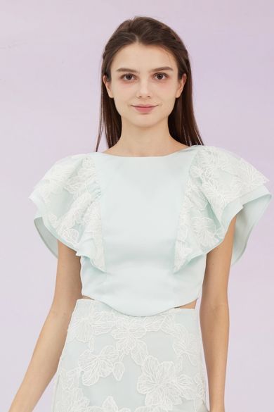 Ancelote Mint Ruffle Top