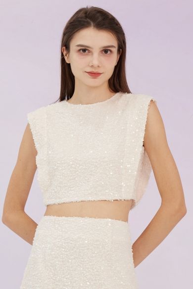 Gavriella Light Pink Sequin Top