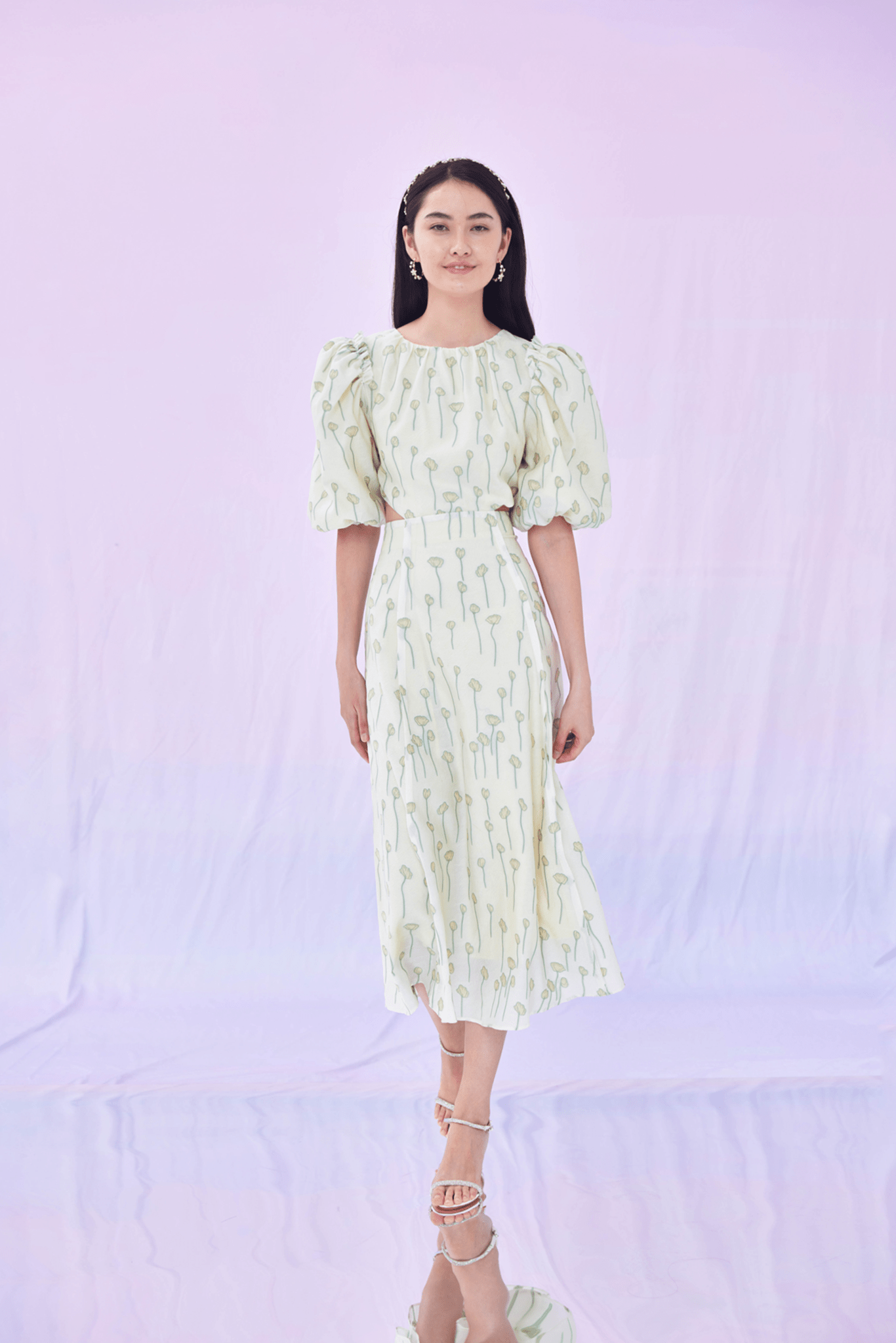 Georgene Green Flower Jacquard Dress - Nimisski