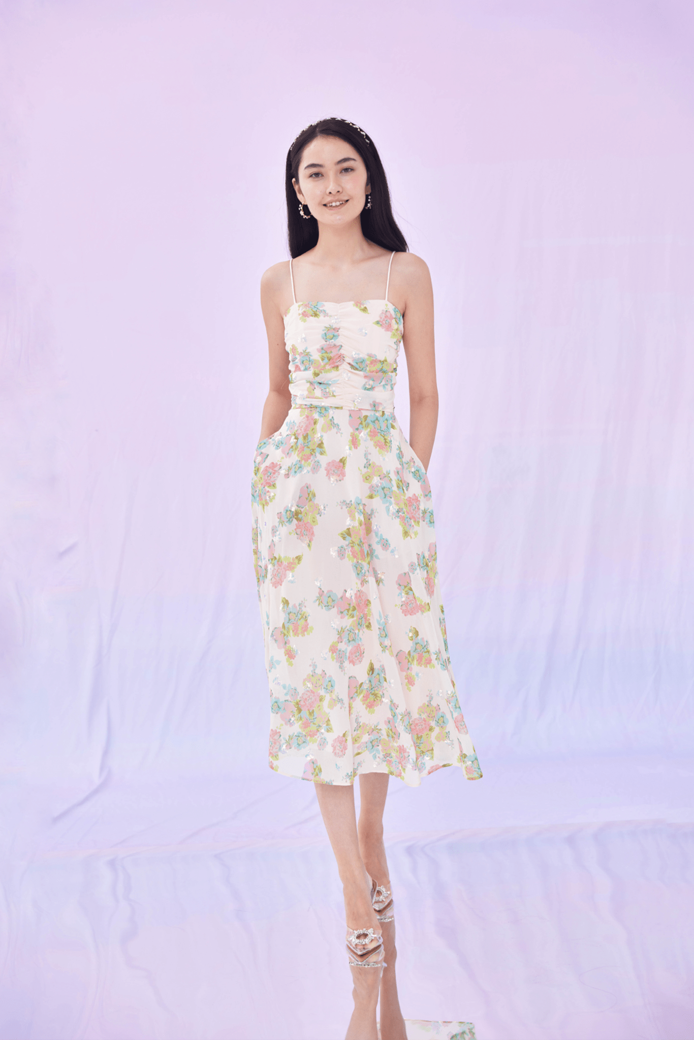 Giuditta Sequin Flowers Long Dress - Nimisski