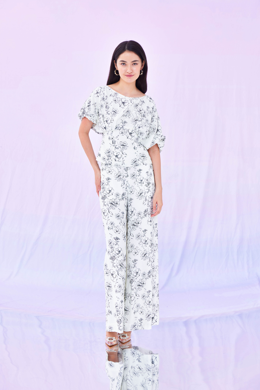 Gaile Black Flower Print Top