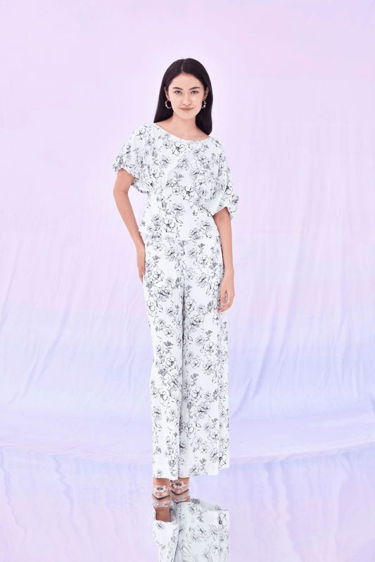 Gaile Black Flower Print Top - Nimisski