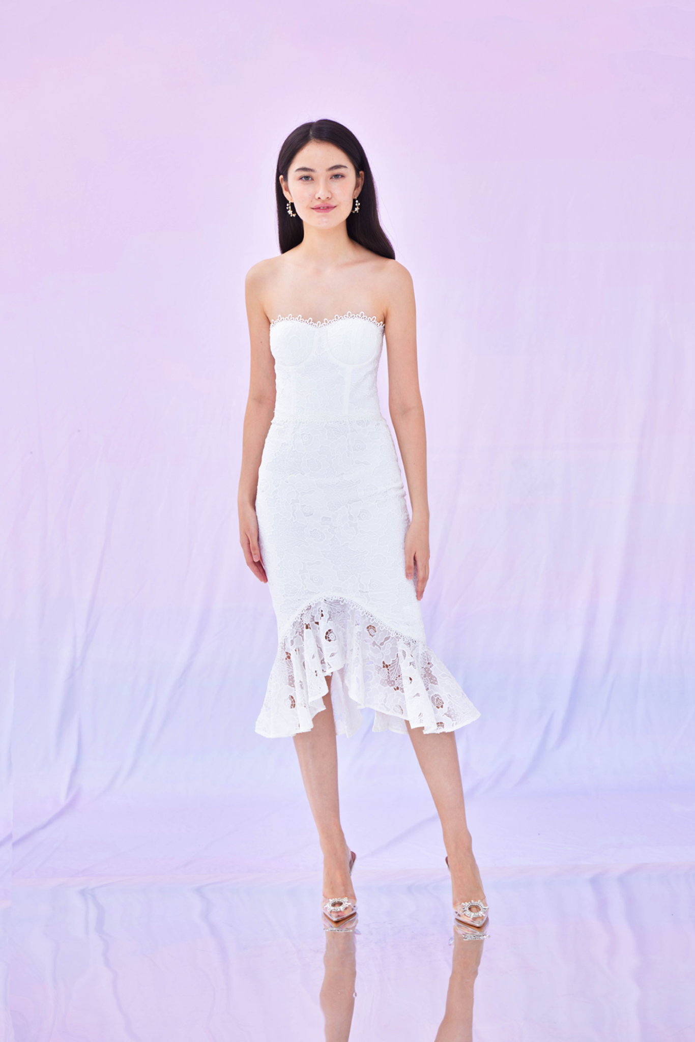 Gordana White Flower Mermaid Dress