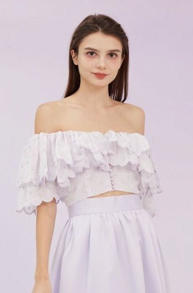 Glenda Lilac Dots Drop Shoulder Top - Nimisski