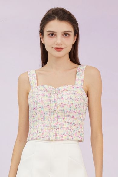 Glenice Multicolor Tweed Strap Top