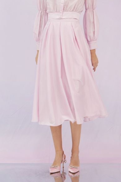 Gracia Pink Pleated A-Line Skirt