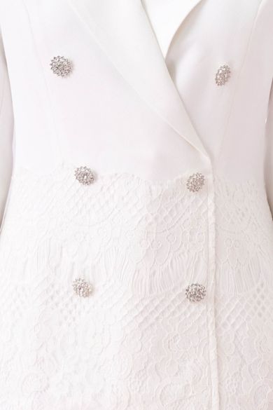 Genya White Lace Blazer Dress
