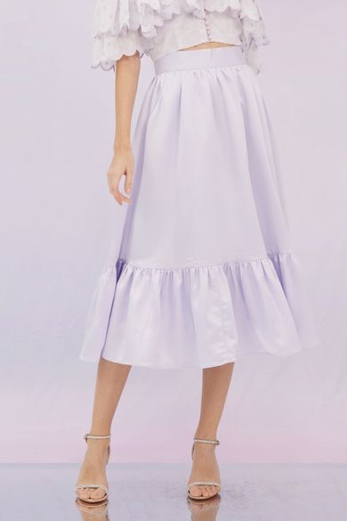 Glenda Lilac Ruffle Midi Skirt