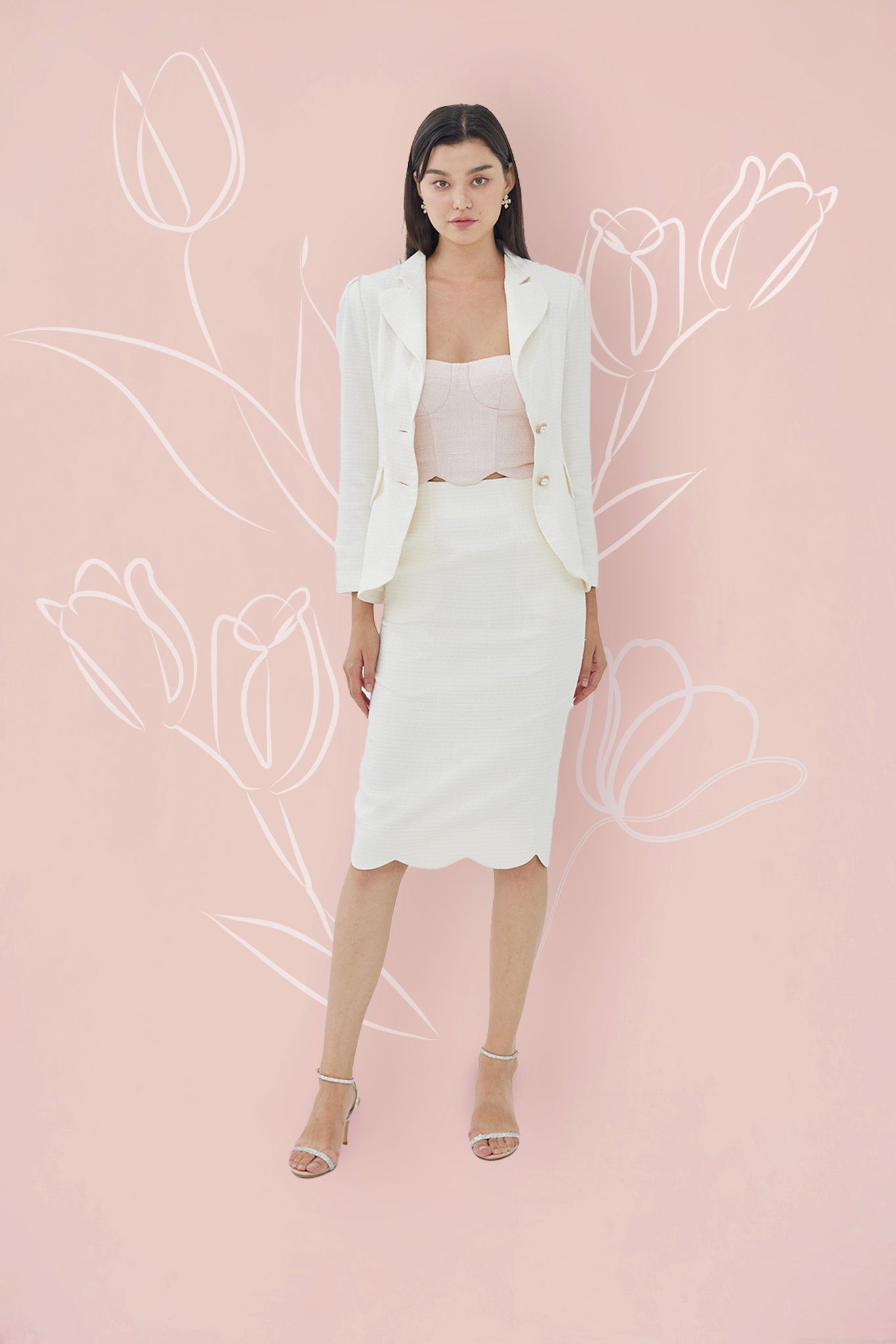 Floretta White Tweed Jacket - Nimisski