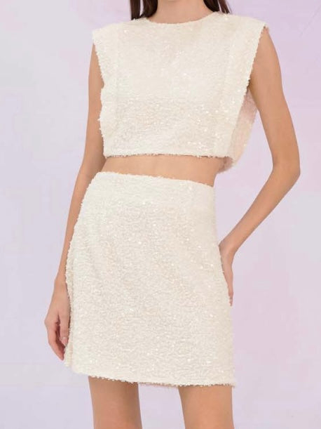 Gavriella Light Pink Sequin Skirt