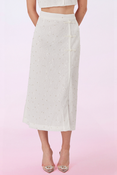 Galiena White Lace Midi Skirt