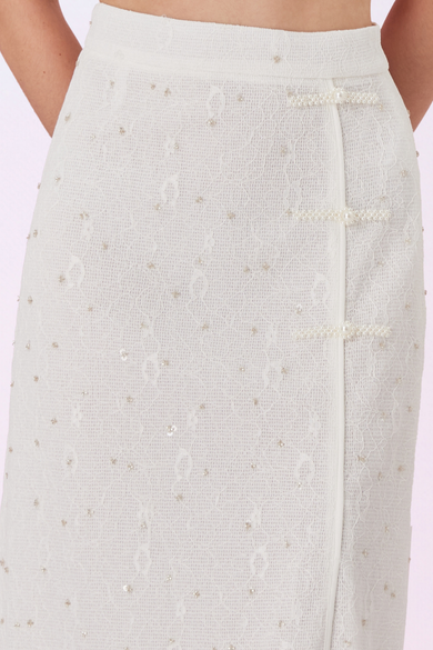 Galiena White Lace Midi Skirt