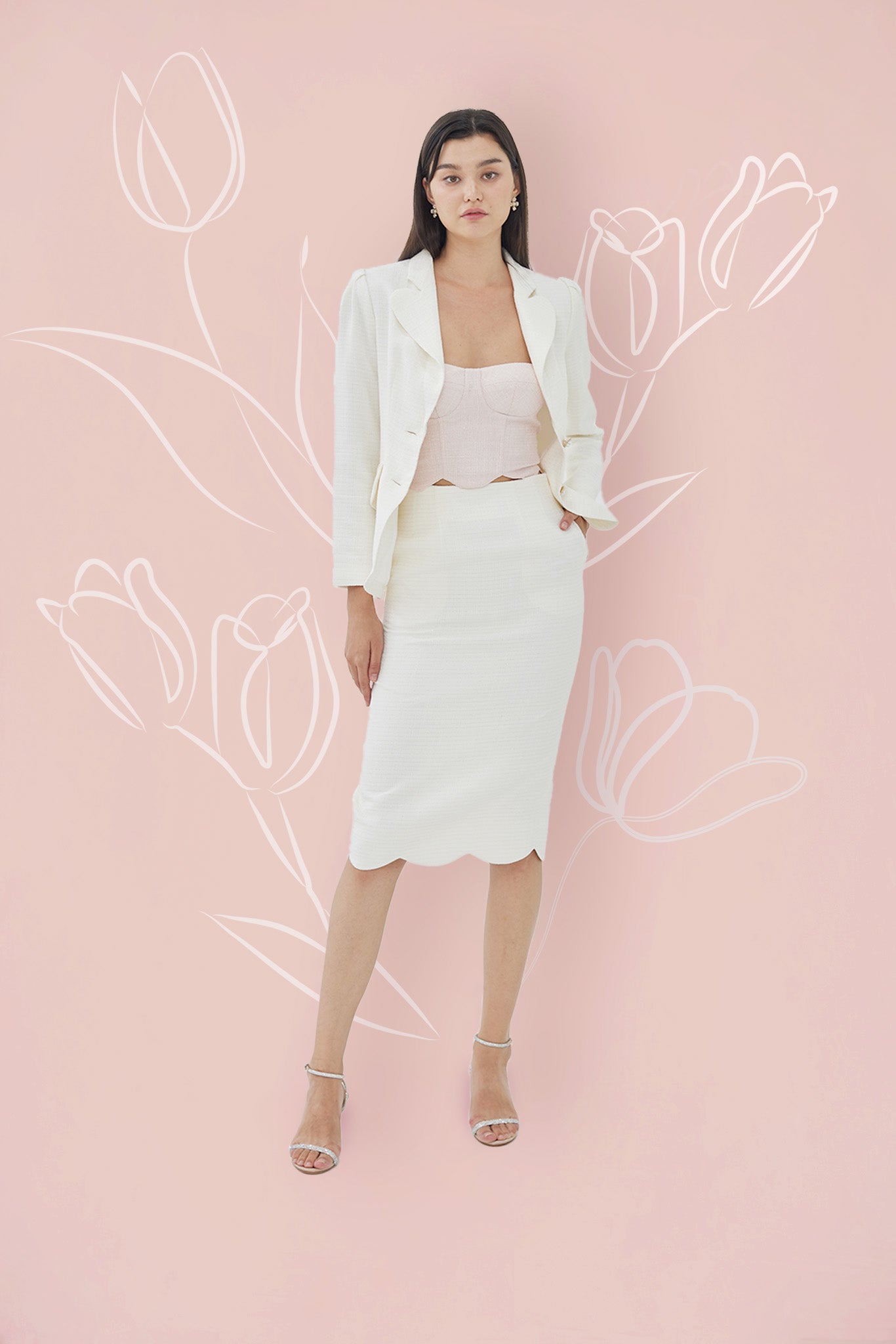 Floretta White Tweed Jacket - Nimisski