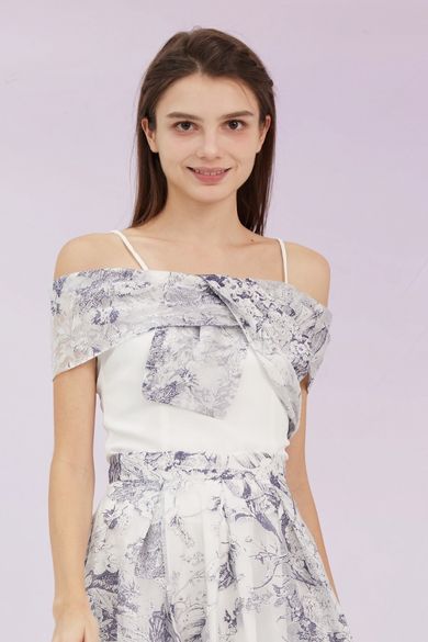 Grazia White With Blue Print Top - Nimisski