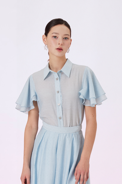 Garlande Blue Twinkle Flare Sleeve Shirt