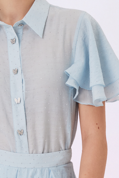 Garlande Blue Twinkle Flare Sleeve Shirt