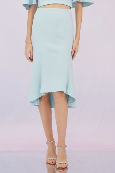 Glenne Blue High-Low Midi Skirt