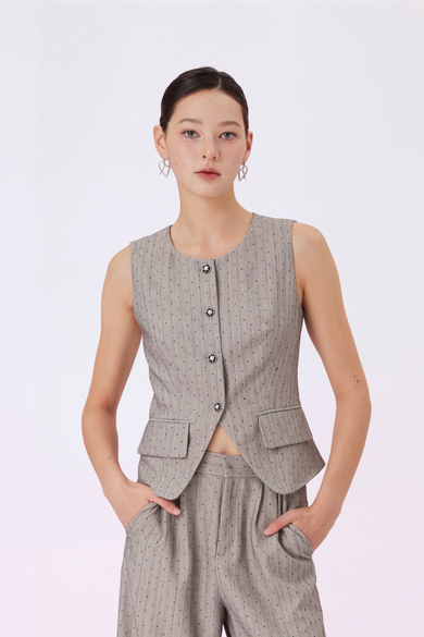 Chantarai Grey Welt Pocket Vest