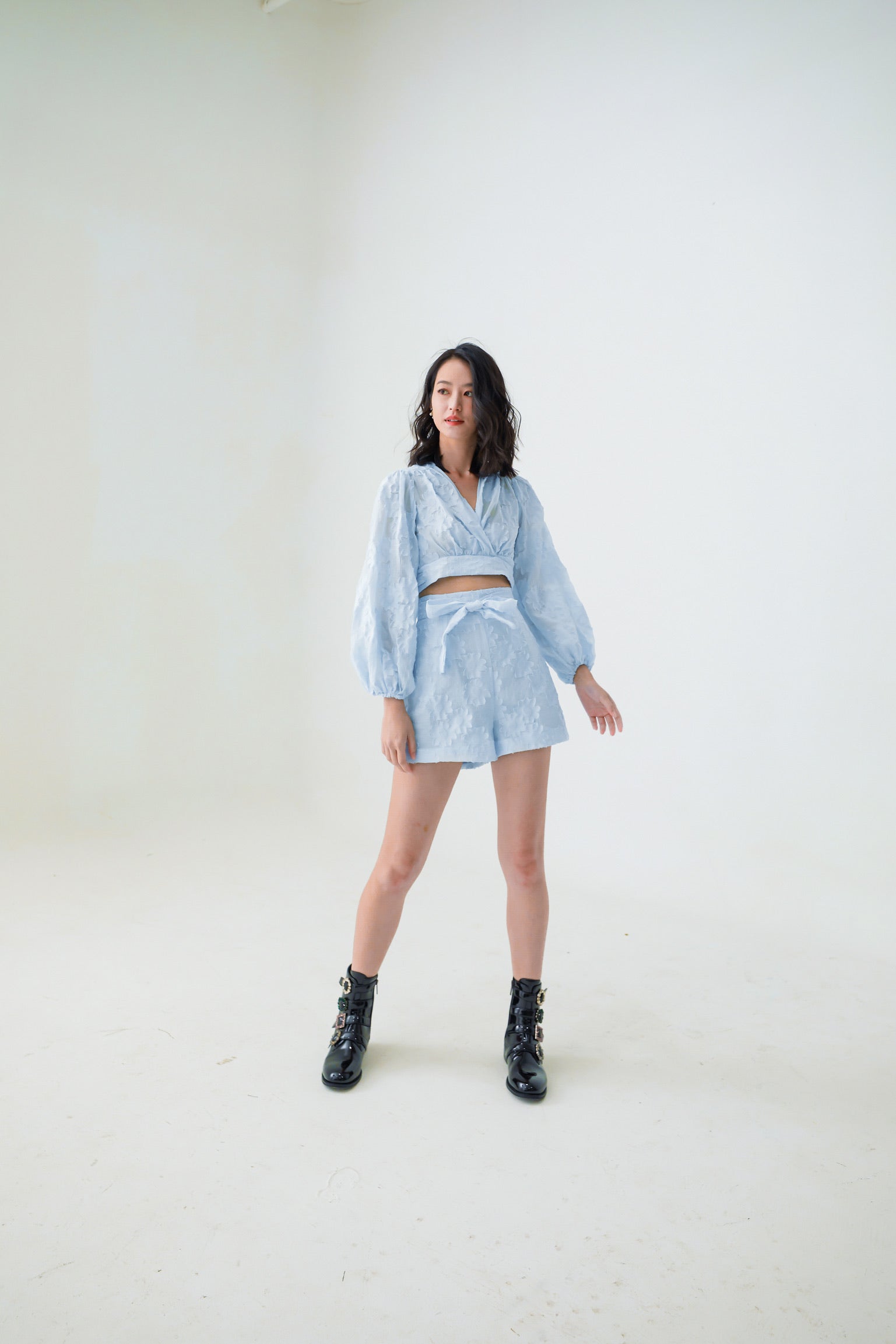 Evalyn Jacquard Shorts Blue