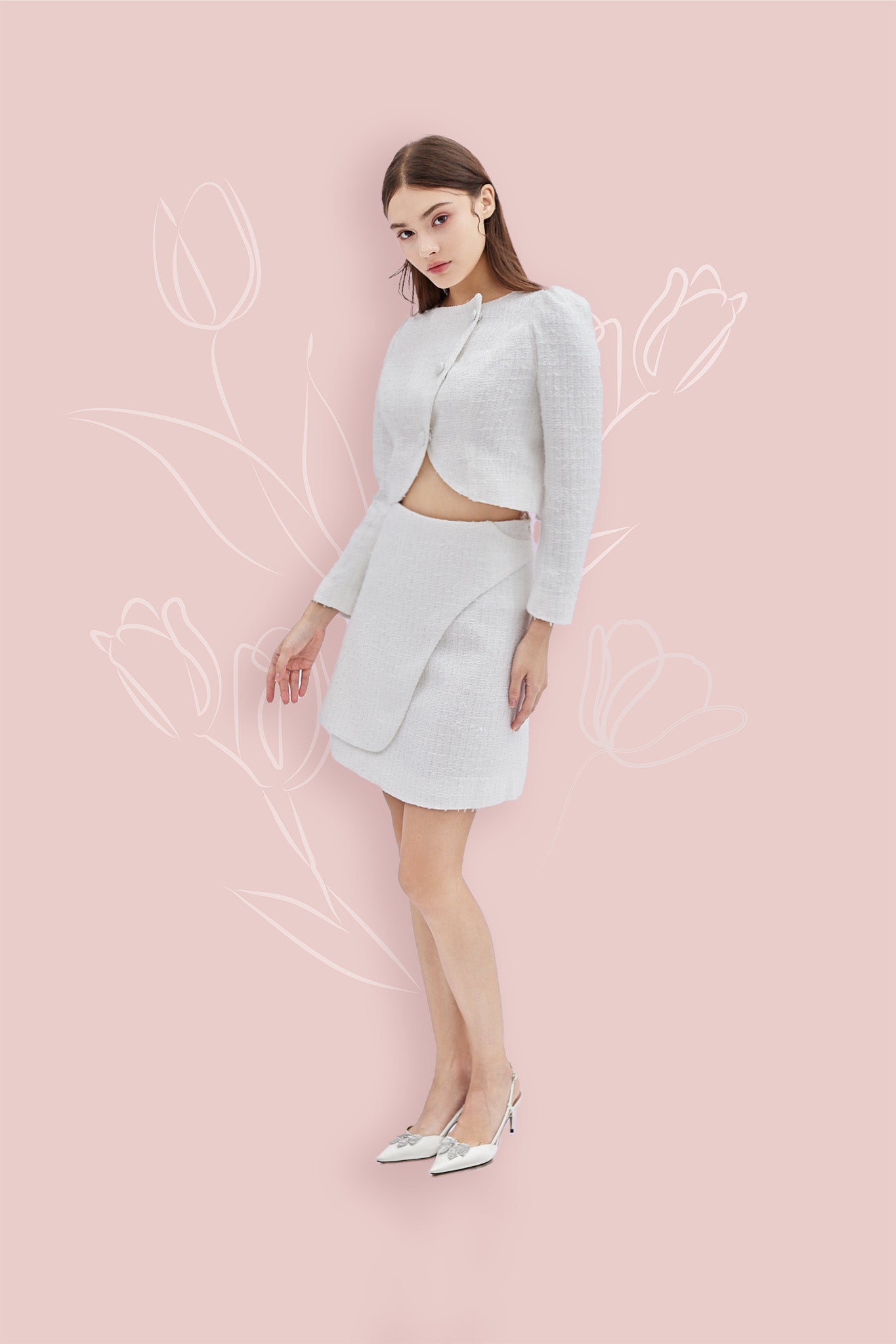 Gerika White Tweed Skirt