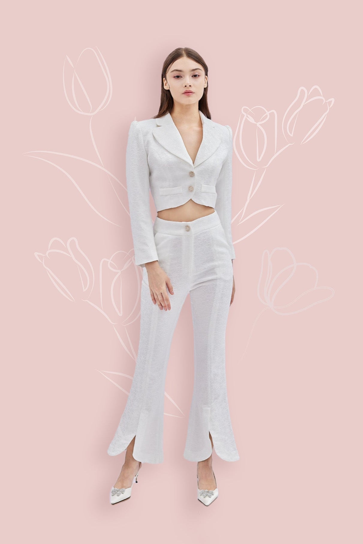 Ifa White Jacquard Pants - Nimisski