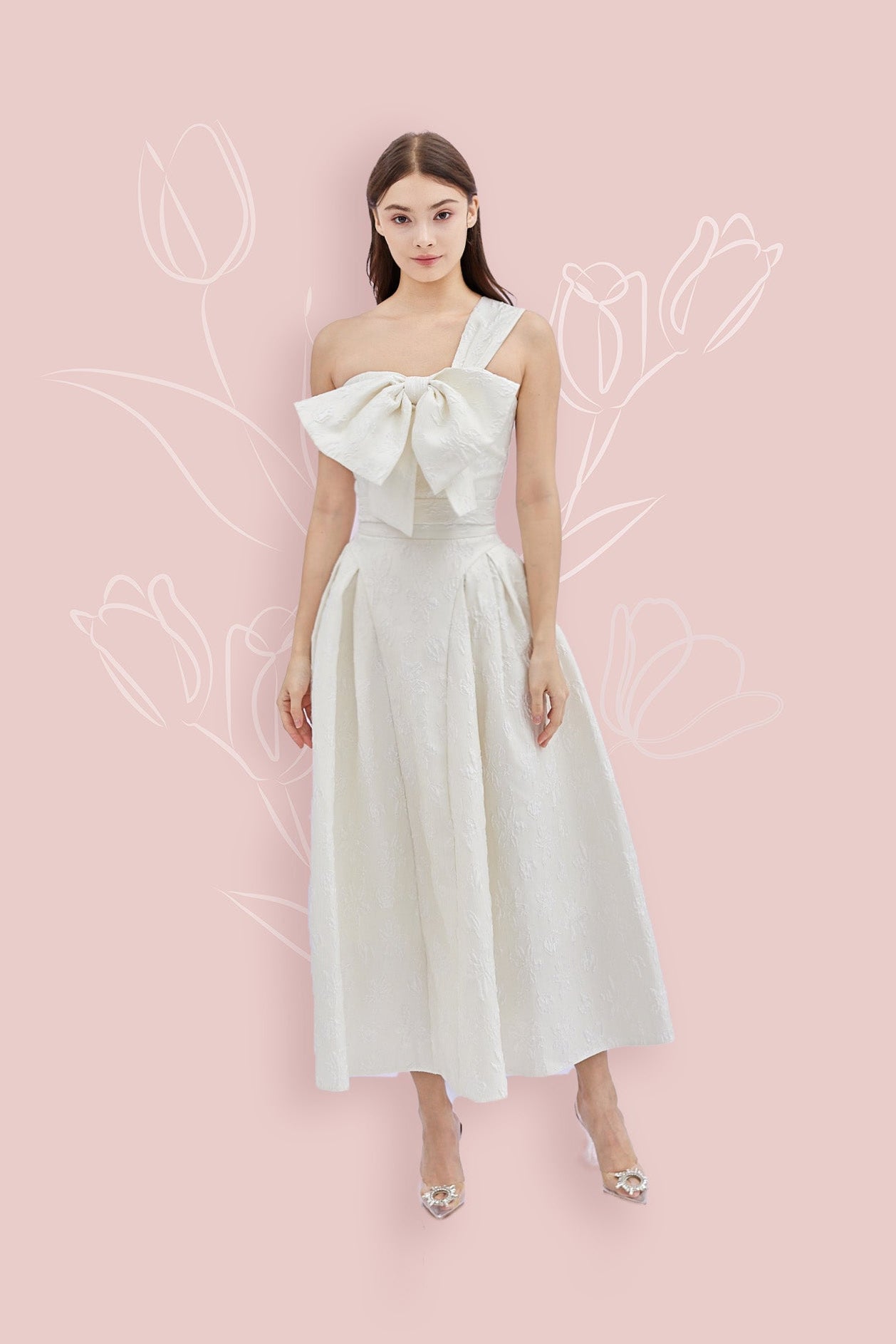 Gayla White Jacquard Long Skirt