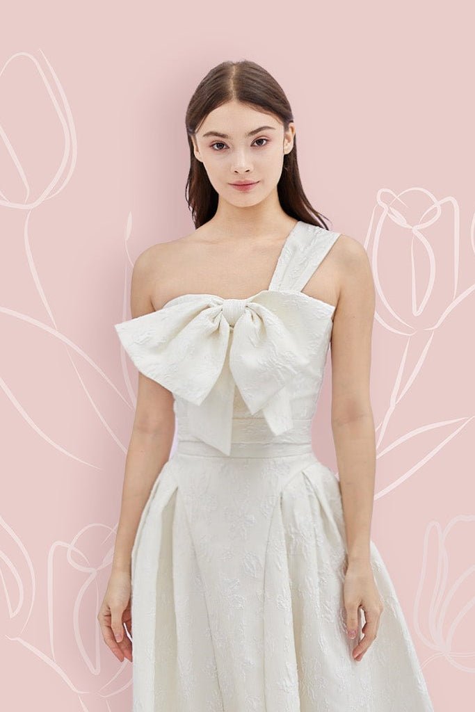 Gayla White Ribbon Jacquard Top - Nimisski