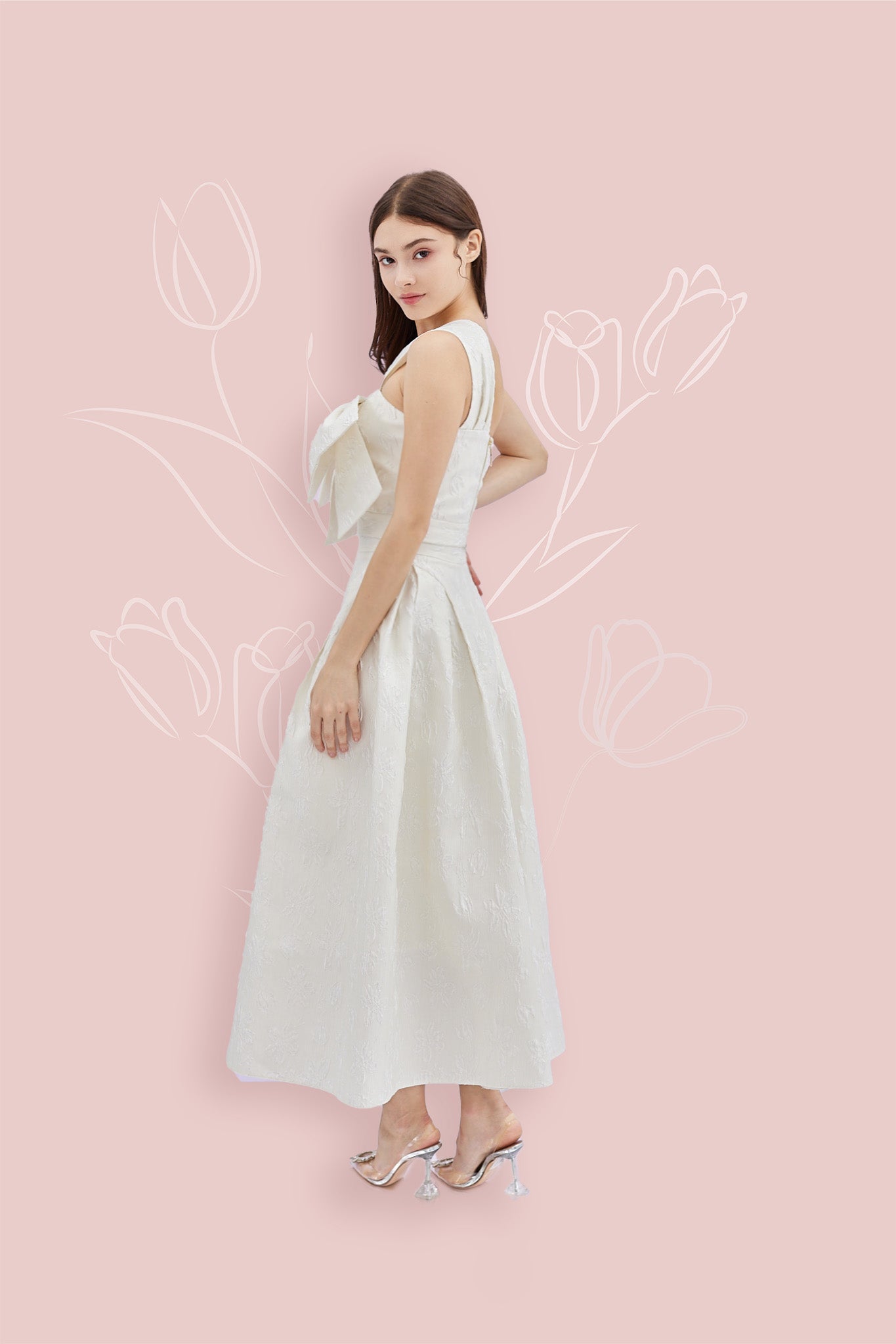 Gayla White Jacquard Long Skirt