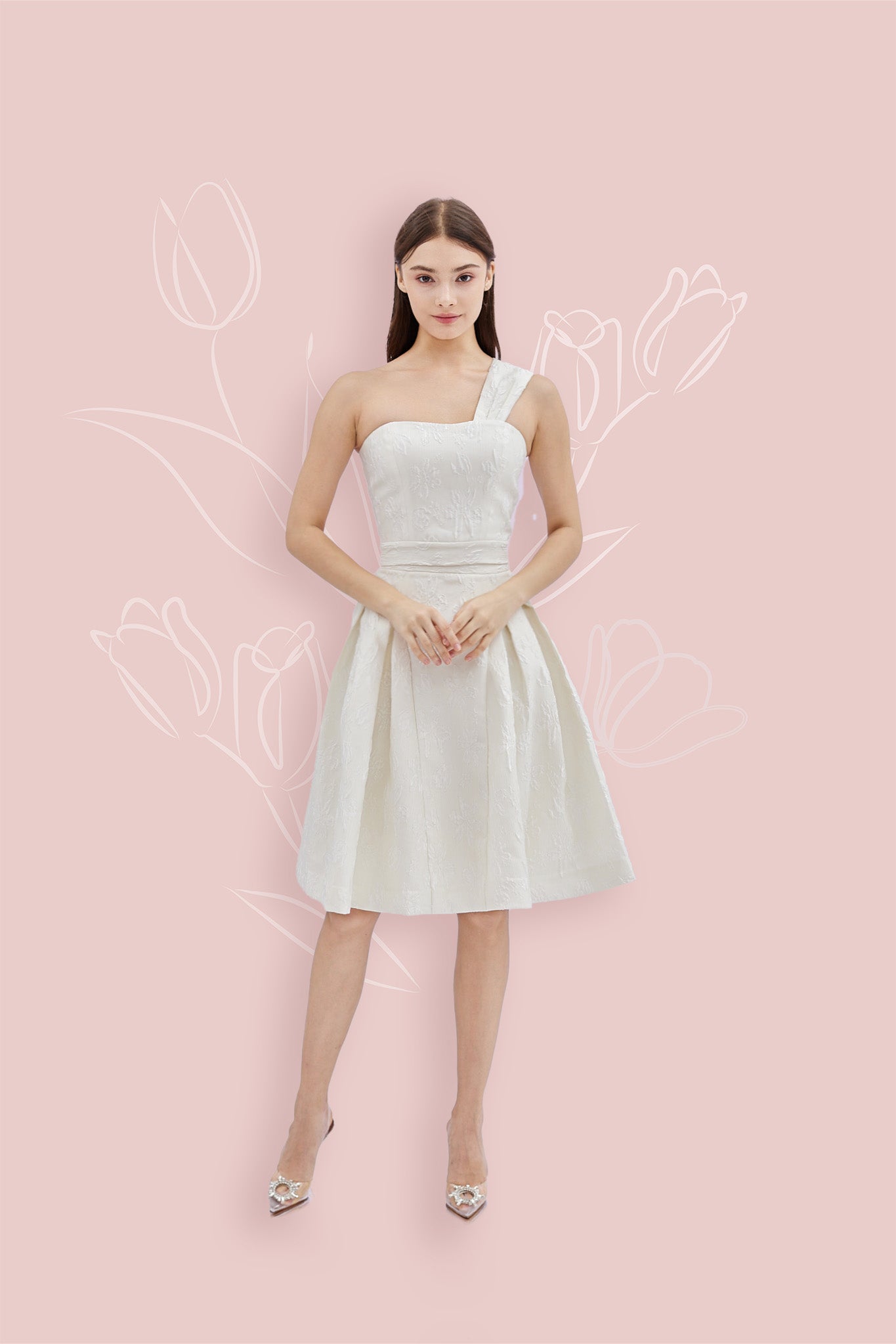 Abrial White Jacquard Skirt - Nimisski
