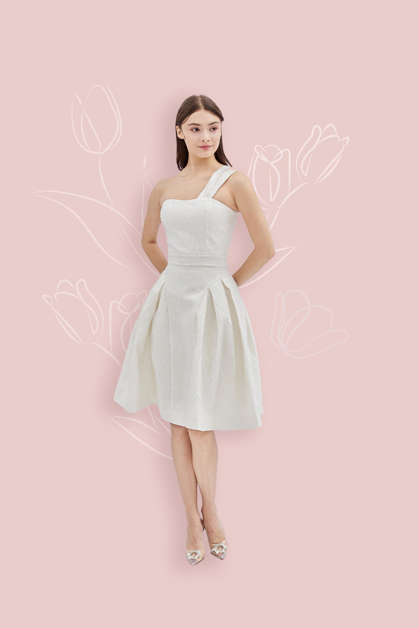 Abrial White Jacquard Skirt - Nimisski