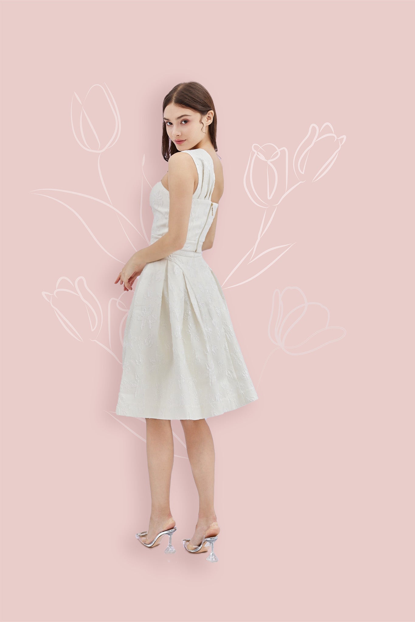 Abrial White Jacquard Skirt - Nimisski