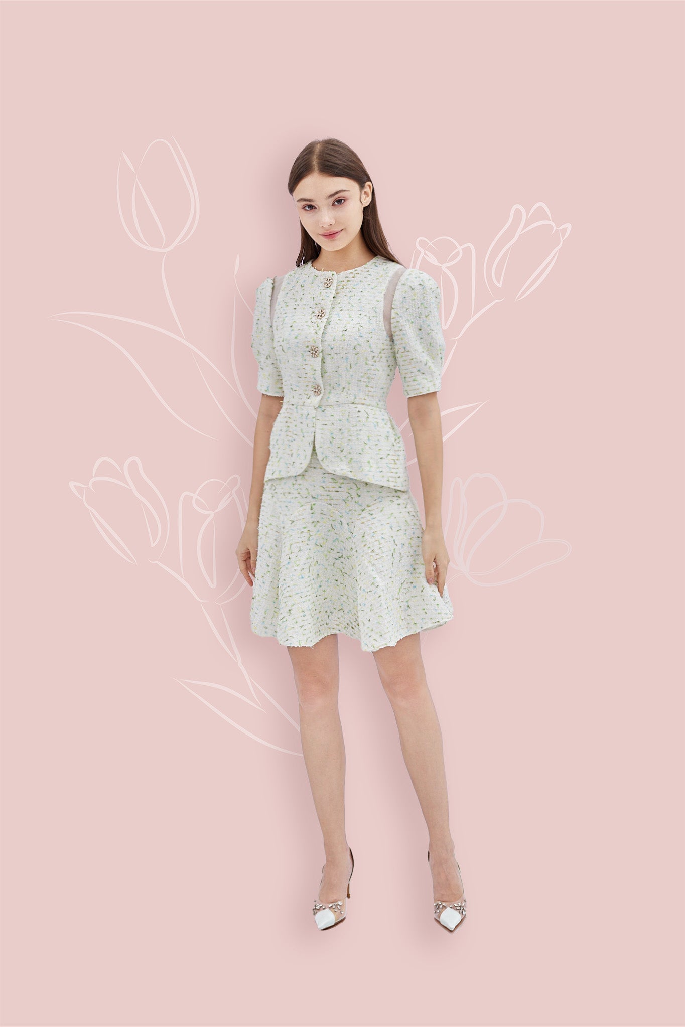 Lollita Blue Green Tweed Top