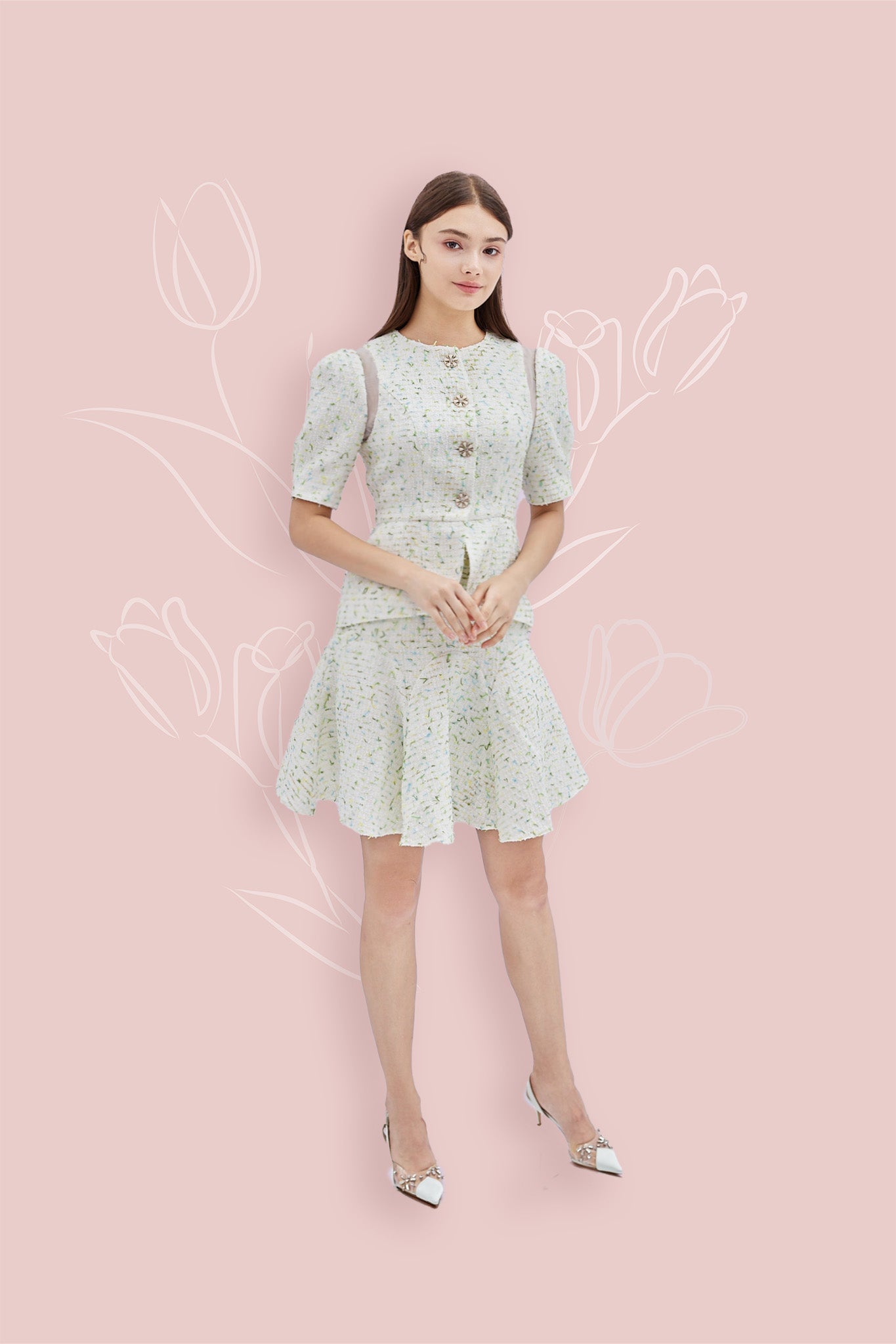 Lollita Blue Green Tweed Top