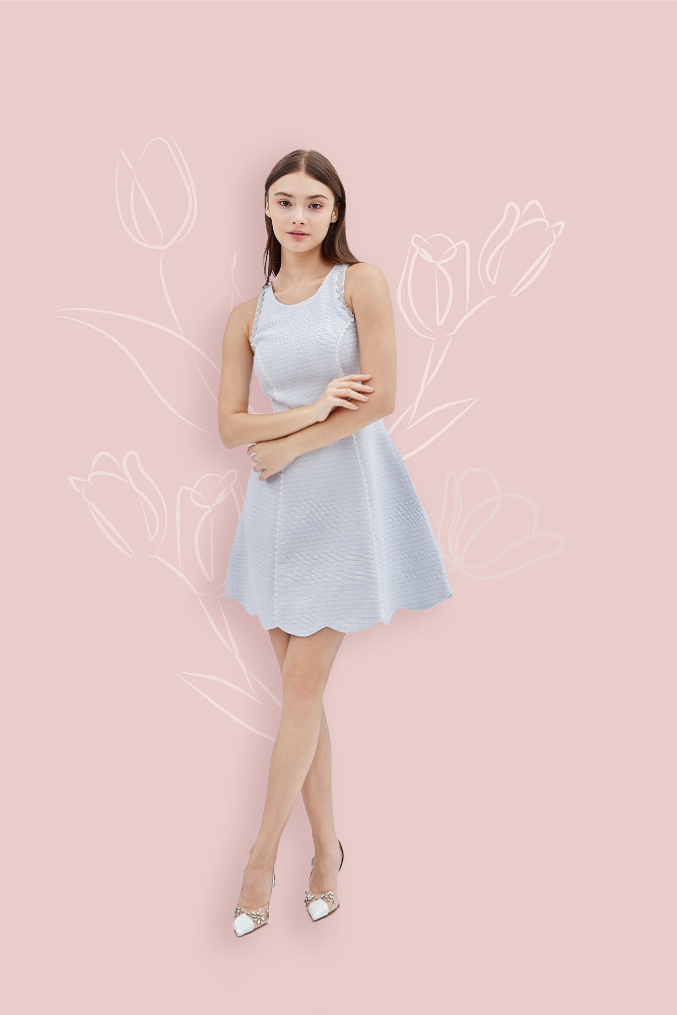 Alaina Blue Tweed Dress - Nimisski