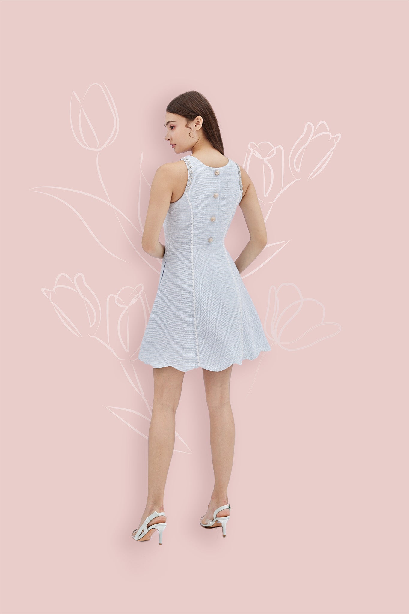 Alaina Blue Tweed Dress - Nimisski