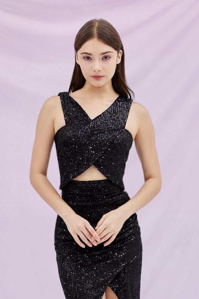 Gerrie Black Sequins Top - Nimisski